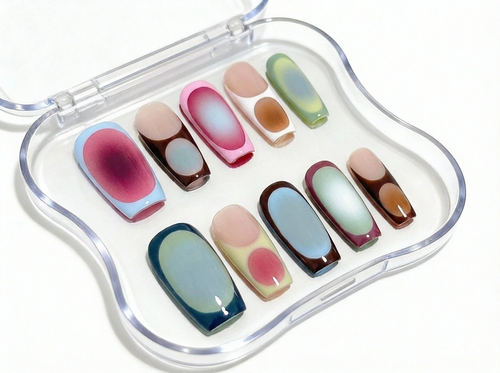 Colorful Aura Gradient Press On Nails - Retro Airbrush Mix Match - Y2K Psychedelic Heatmap - Groovy Valentine - Custom Size Set - PN251251