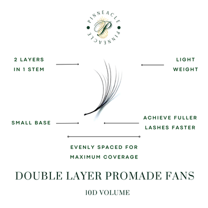 Pack of 3 - Double Layer Promade 10D 500 Fans - For Professional Eyelash Extension - Pinneacle Lash