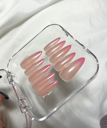Soft Pink Ombré Press-On Nails - Sheer Nude to Blush Gradient Nails - Valentines Nails - Wedding & Everyday Nails  -  Custom Size Set - NM233027