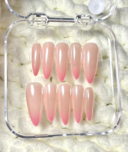 Soft Pink Ombré Press-On Nails - Sheer Nude to Blush Gradient Nails - Valentines Nails - Wedding & Everyday Nails  -  Custom Size Set - NM233027