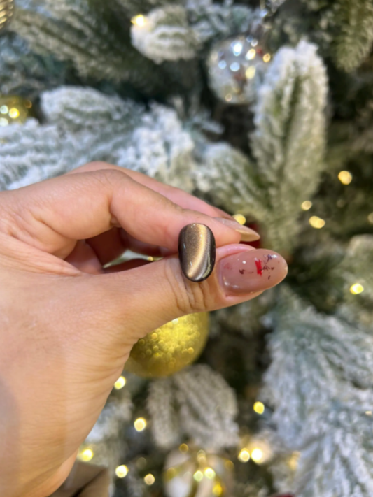 Bronze Gold Cat Eye Press On Nails - Handmade Gel Nails - Coffin Shape Metallic - Party Nigt Out Nails - Custom Size Set - NM233034