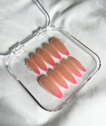 Soft Pink Ombré Press-On Nails - Sheer Nude to Blush Gradient Nails - Valentines Nails - Wedding & Everyday Nails  -  Custom Size Set - NM233027