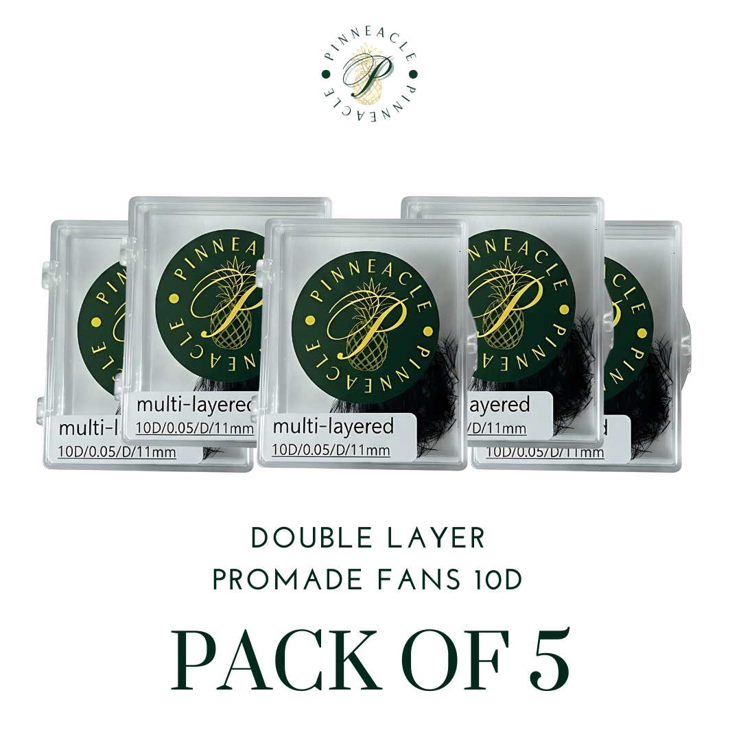 Pack of 5 - Double Layer Promade 10D 500 Fans - For Professional Eyelash Extension - Pinneacle Lash