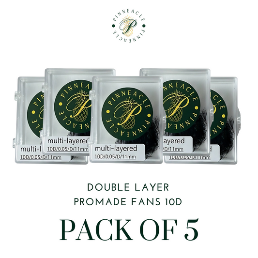 Pack of 5 - Double Layer Promade 10D 500 Fans - For Professional Eyelash Extension - Pinneacle Lash