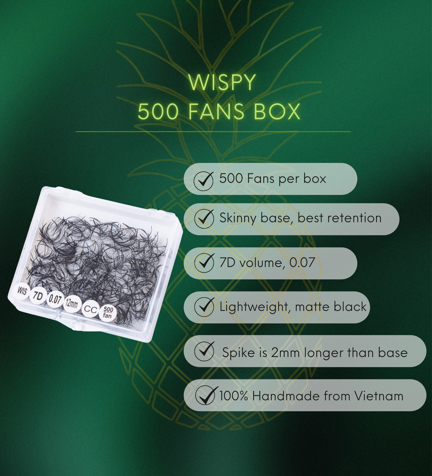 Wispy 500 Fans | 7D volume | C curl | 18mm (spike 20mm)