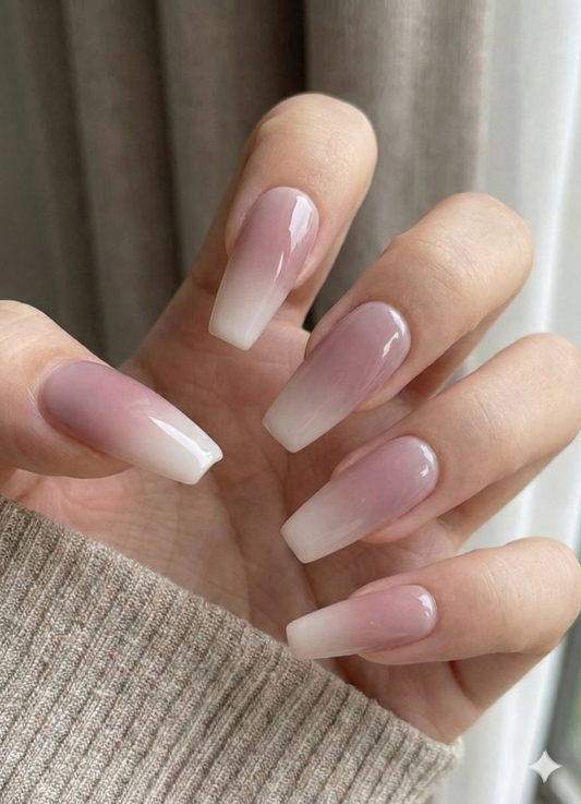 Baby Boomer Press On Nails - Pink and White Ombre Gradient - Valentines Nails - Classic Brial Wedding Nails - Custom Size Set - PN251107