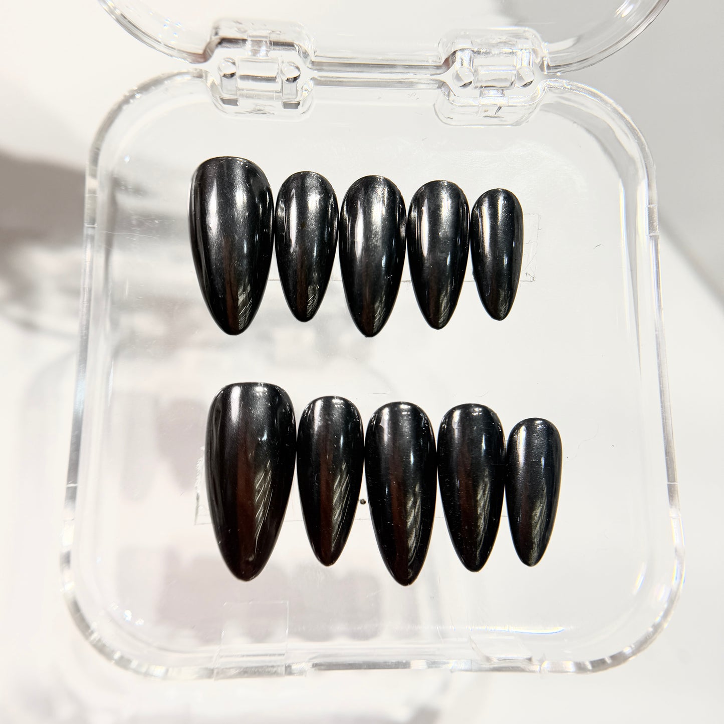 Gunmetal Chrome Press On Nails - Metallic Black Gel Nails - Party Nails - Custom Size Set - NM233010