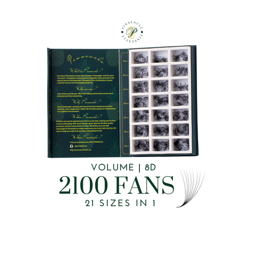 Volume 2100 Fans | 21 sizes in 1 | 8D volume | 7 lengths from 9-15mm |  3 curls : C, CC & D |