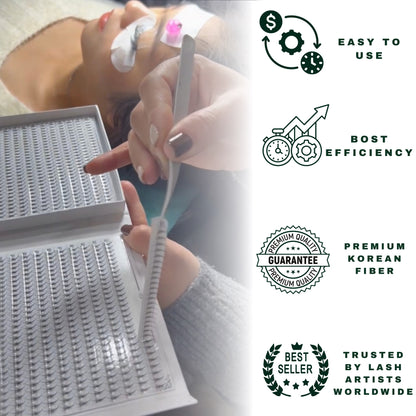 Brown Promade Wispy 1200 Fans - 5D Volume - Mixed Lengths & Curls | 40 Lines | 5 sizes in 1 | Premade Volume Fans Eyelash Extensions