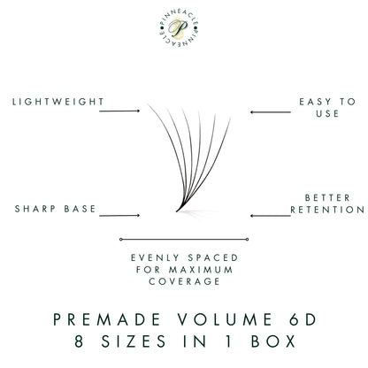 8D Volume | 1200 Fans | 8 sizes in 1 | 9-16mm | Premade Volume Fans