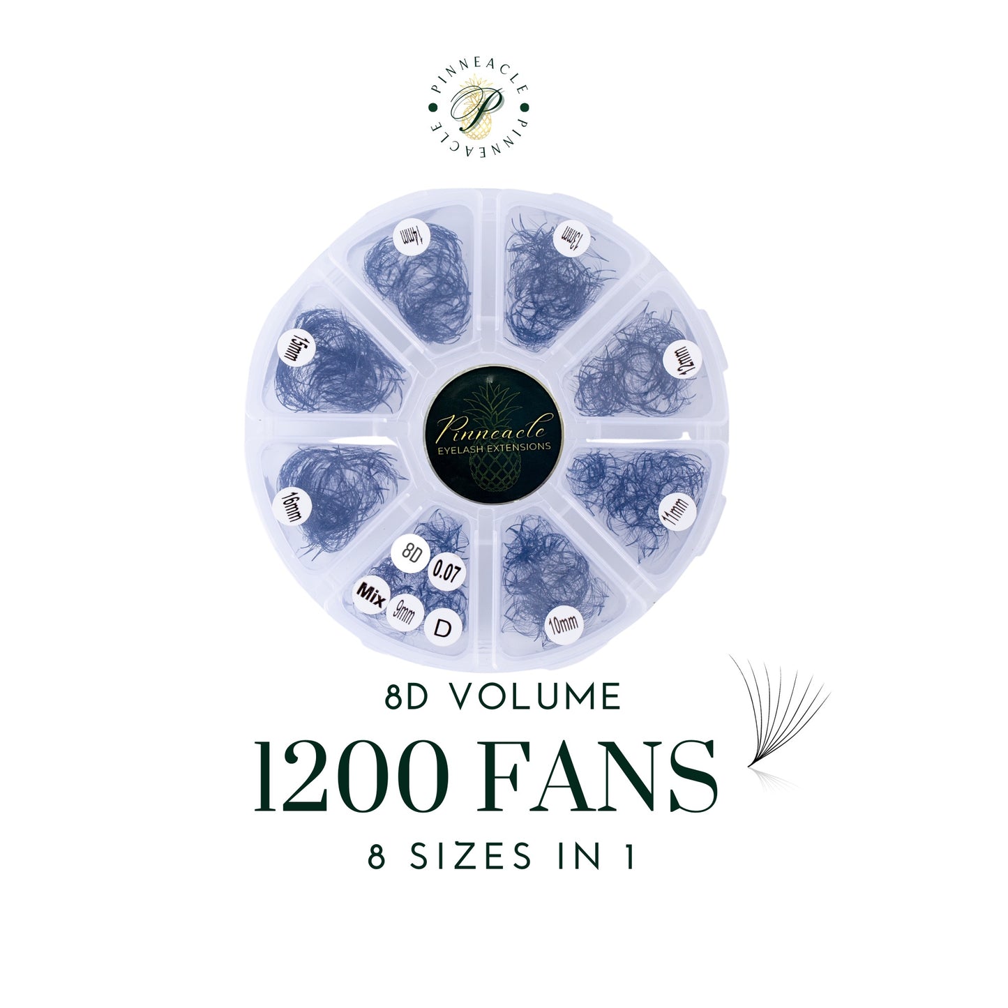 8D Volume | 1200 Fans | 8 sizes in 1 | 9-16mm | Premade Volume Fans