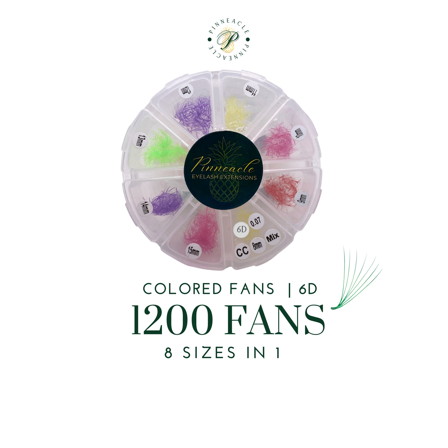 Colored Fans - 1200 Fans - 8 Sizes In 1 Box - 6D Volume
