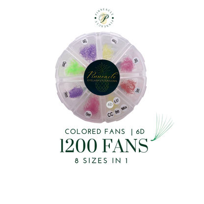 Colored Fans - 1200 Fans - 8 Sizes In 1 Box - 6D Volume