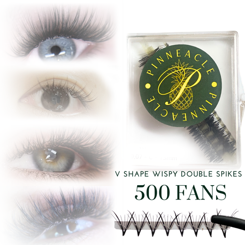 V Shape Wispy - 500 Fans - Promade Speedy Strip Fans - Phoenix Lashes, Double Wispy Lashes - 0.07