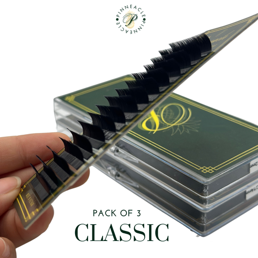 Pack Of 3 - Matte Black Classic Tray C, CC, D, B, M, L, L+, LC, LD - Pinneacle Lash - Lash Supply For Professional Eyelash Extension