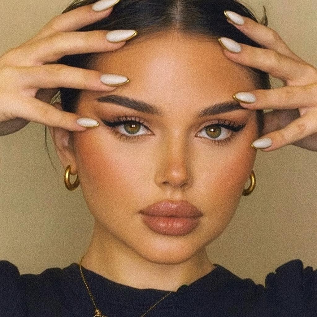 White Pearl Gold Outline Press On Nails - Chrome Edge French Tip - Clean Girl Press On - Bridal Wedding Nails -  Luxury Handmade Nails- Custom Size Set - NM233018