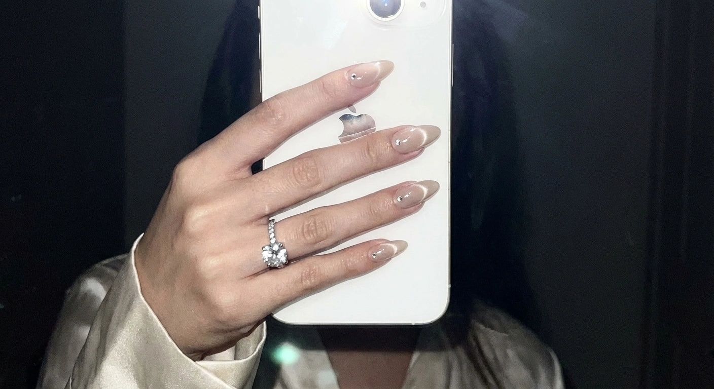 Crystal Press On Nails - Handmade Nails - Bridal Wedding Nails - Minimalist Luxury - Clean Girl Old Money Nails - Custom Size Set - PN251127