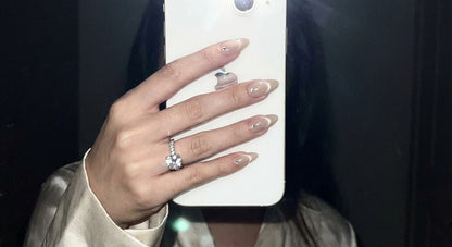 Crystal Press On Nails - Handmade Nails - Bridal Wedding Nails - Minimalist Luxury - Clean Girl Old Money Nails - Custom Size Set - PN251127