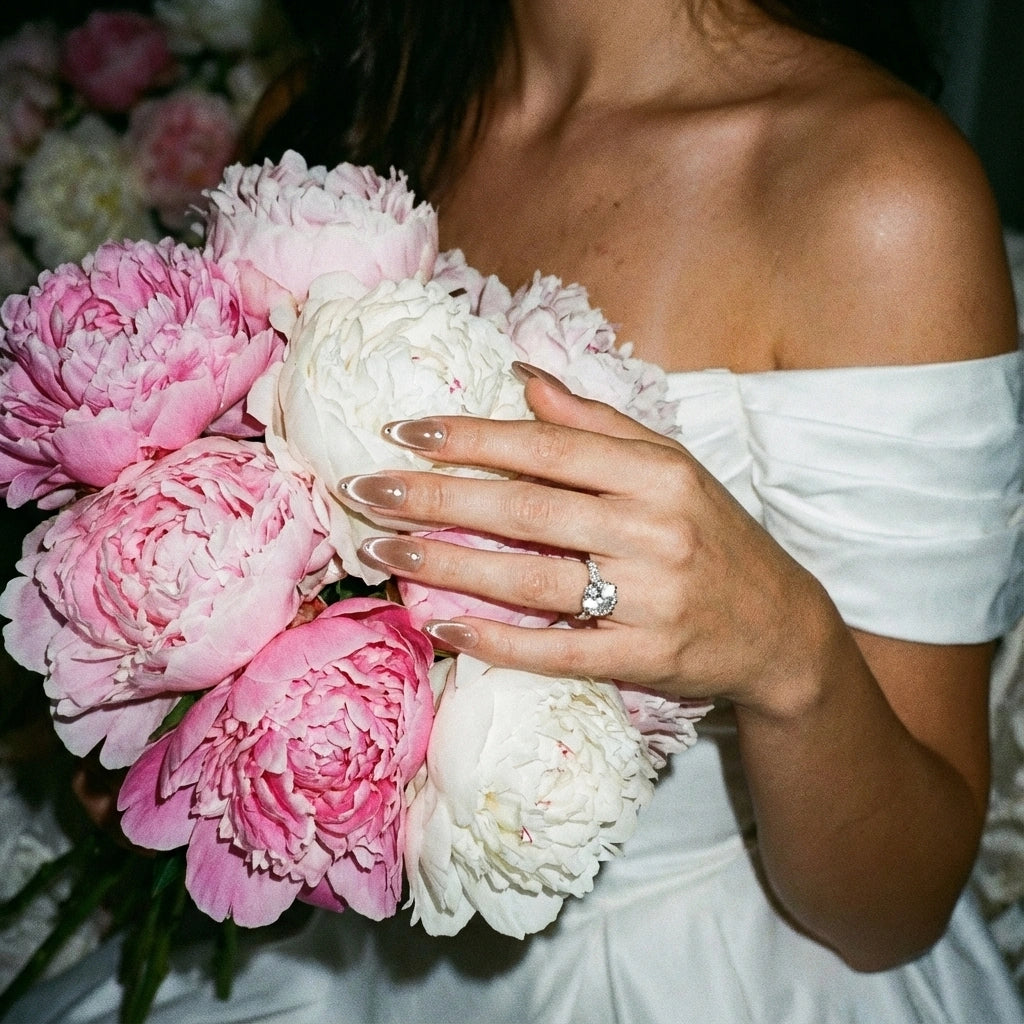 Crystal Press On Nails - Handmade Nails - Bridal Wedding Nails - Minimalist Luxury - Clean Girl Old Money Nails - Custom Size Set - PN251127