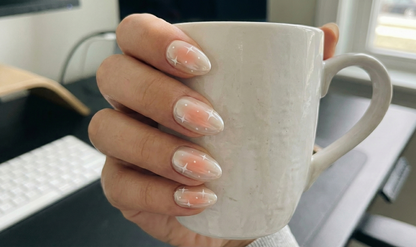 Pink Blush Aura Press On Nails - White Pearl Chrome Star - Korean Cheek Art - Coquette Soft Girl  - Custom Size Set - PN251201