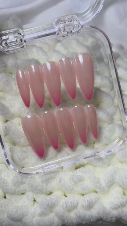 Soft Pink Ombré Press-On Nails - Sheer Nude to Blush Gradient Nails - Valentines Nails - Wedding & Everyday Nails  -  Custom Size Set - NM233027