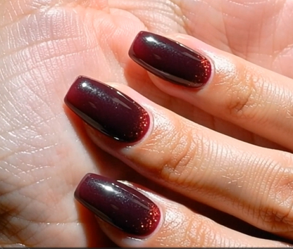 Dark Cherry Mocha Press On Nails - Deep Burgundy Red Glitter - Wine Color Gradient - Luxury Gel False Nails - Custom Size Set - PN251146
